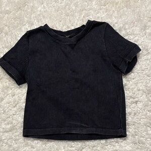 Forever 21 Kids Black Ribbed Short Sleeve Tee
